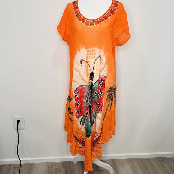 Riviera Sun Free Plus Orange Butterfly Tie Dye Dress - Picture 1 of 7